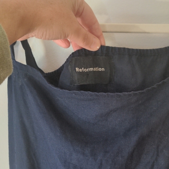 Reformation Elliot Navy Midi Dress with Tie Straps - Picture 5 of 6